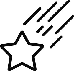 Black outline of a shooting star with motion lines