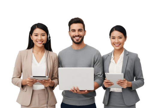group of business people holding laptop