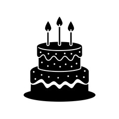 Festive Happy Birthday Cake Silhouette Celebration Party Dessert Treat Design