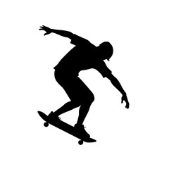 Dynamic Skateboarder Motion Silhouette Extreme Sport Urban Youth Activity Design