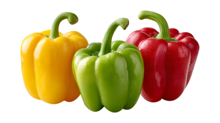 Bell Peppers Trio Vibrant Vegetables Assortment Fresh Peppers Yellow Green Red Capsicum Healthy Eating Raw Food Diet Vegetarian Vegan Plant Based Harvest Garden Culinary Delight
