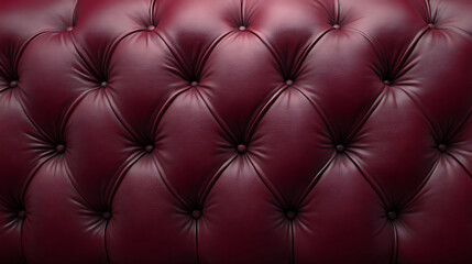 Fototapeta premium Luxurious deep red tufted leather upholstery with classic buttoned pattern