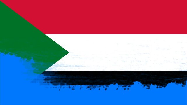 Sudan Flag Blue Screen Reveal Transition Background.