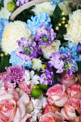 Beautiful floral arrangement in a woven basket