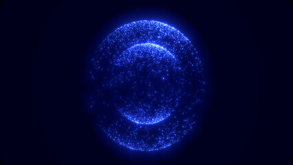Elegant blue spiral sphere formed by glowing particles creating a smooth dynamic rotation
