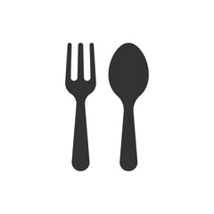 Spoon and fork icon isolated on white background.