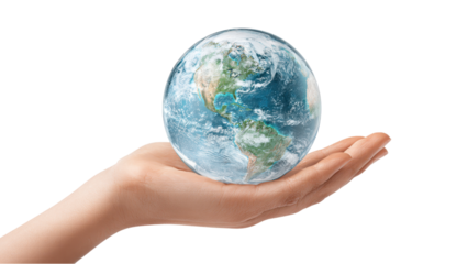 Hand Holding Planet Earth: Global Responsibility and Environmental Care