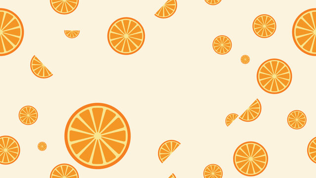 Vibrant seamless pattern featuring whole and sliced oranges on a soft cream background, perfect for summer and food designs
