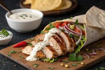 Chicken Shawarma Wrap with Creamy Garlic Sauce