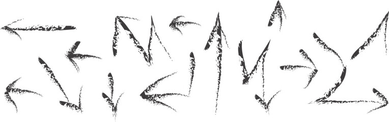 Handdrawn black arrows in various directions and styles
