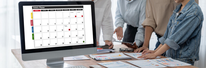 Calendar on computer software application for brisk schedule planning for personal organizer and...