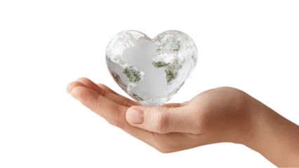 Hand Holding Earth Heart: Global Love and Environmental Care Concept