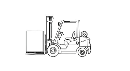 Simple line drawing illustration of a standard industrial forklift truck