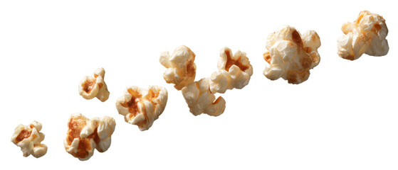 Variety of popcorn kernels in different sizes on display Isolate on Transparent Background, png