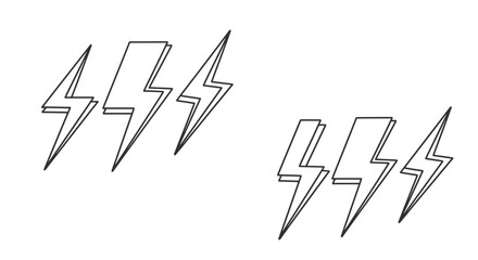 Simple black and white illustration of multiple lightning bolt shapes