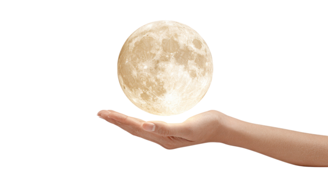 Hand Holding the Moon: Dreamy Concept of Reach and Aspiration