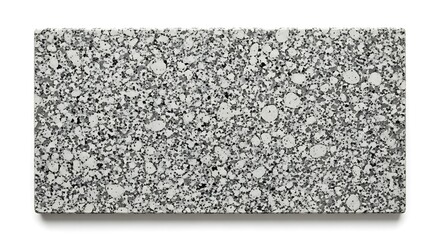A single grey building brick with a speckled aggregate texture on a white background.