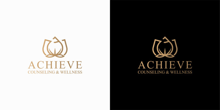 Elegant Lotus Logo for Achieve Counseling & Wellness Brand Identity