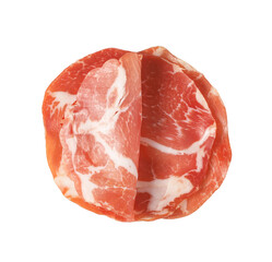 Sliced italian coppa cured meat on transparent background