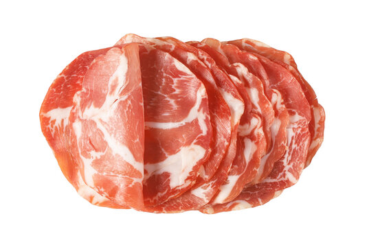 Sliced coppa capocollo traditional italian cured pork meat