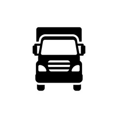 Minimalist Cargo Truck Vector Icon – Black and White Logistics Transportation Symbol