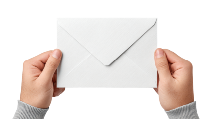 Hands Holding a Blank White Envelope - Communication Concept
