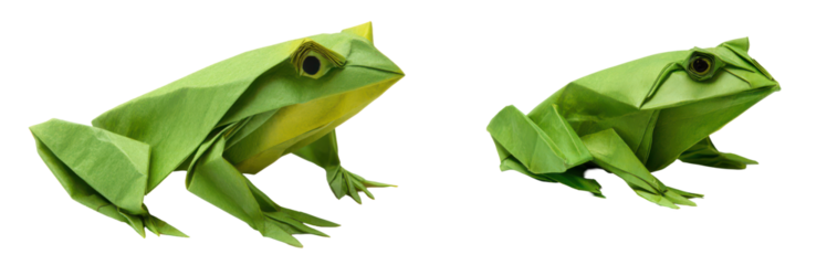 Simple Origami Frog for Kids Learning Activity and Fun Craft Isolate on Transparent Background, png
