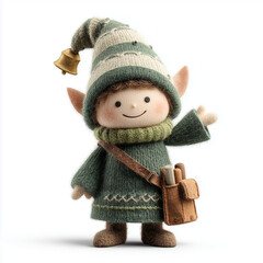Whimsical Elf with Bell: A charming elf figure with pointed ears, a delightful grin, and a jaunty hat with a bell. This friendly character exudes joy and festive cheer.