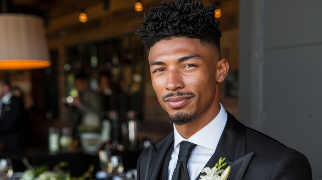 Celebrating togetherness  a handsome young black man proposes a toast at a joyous christmas dinner