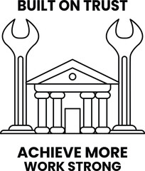 A building with a wrench on top of it