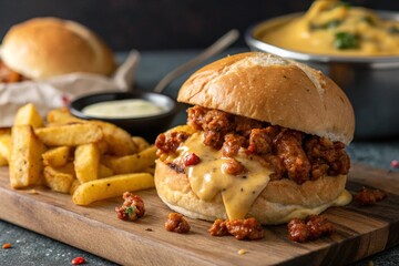 Spicy Cajun Chicken Sandwich Food Commercial on Dark Background