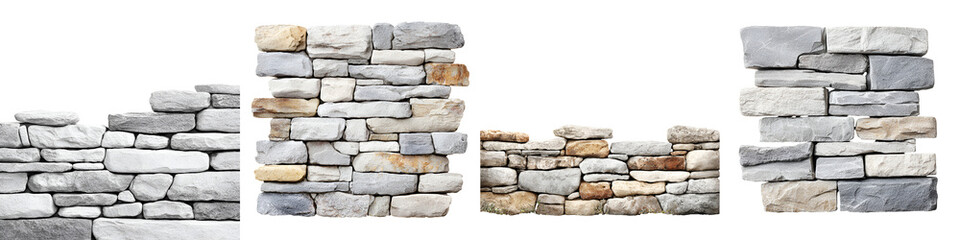 Obraz premium Stone Wall Texture Collection: Variety of Stacked Stones for Construction and Design