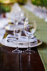 Elegant table setting with glasses ready for a gathering