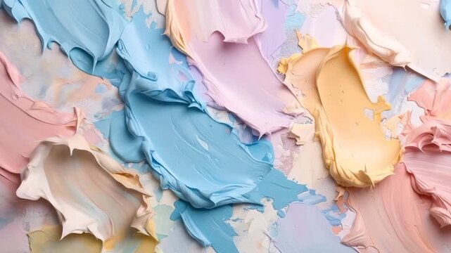 A close-up view of multicolored paint strokes, showcasing texture and hues