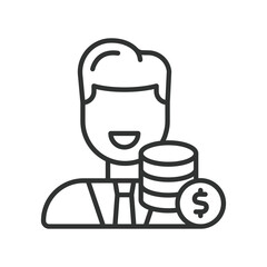 Deposit icon in line design. deposit, funds, account, add money, top up, balance, cash in on white background vector. Deposit editable stroke icon
