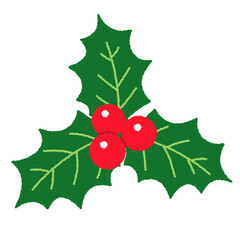クリスマスホーリー（セイヨウヒイラギ）のイラスト