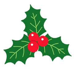 クリスマスホーリー（セイヨウヒイラギ）のイラスト