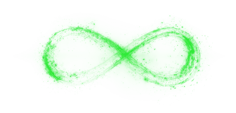 Infinity symbol glowing digital concept representing futuristic energy and strength in mystical abstract design.
