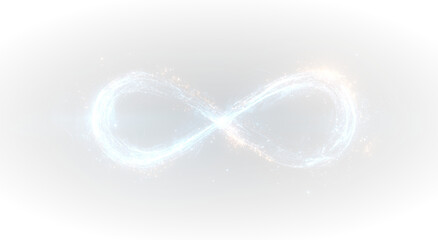 Futuristic infinity symbol with shining glow representing endless digital power and science inspired art.
