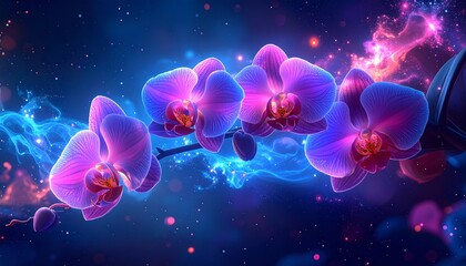Fantasy flowers with bioluminescent glow