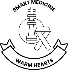 A black and white image of a chess board with a cross on it