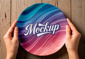 Ceramic Plate Mockup Held By Two Hands