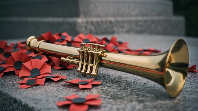 Bugler Playing Trumpet Silhouette at Dawn