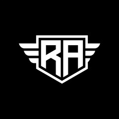 RA Logo vector image of initial shield with wing outline and simple shield