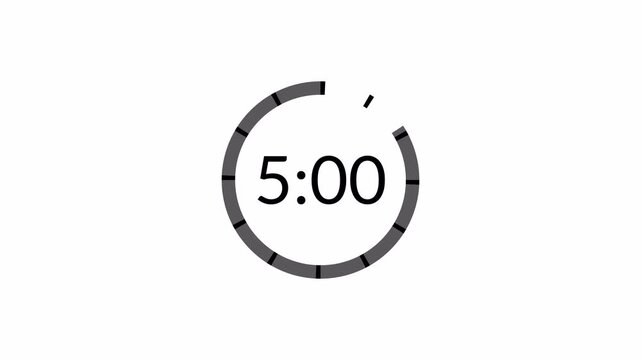 5 seconds countdown timer on transparent background , zero to five seconds countdown timer on transparent background with alpha channel in 4k, five second countdown timer.