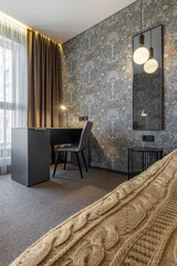 Stylish Home Office with Desk Lamp and Modern Chair