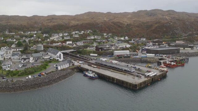 Aerial view of Kyle of Lochalsh, village in the Scottish Highlands