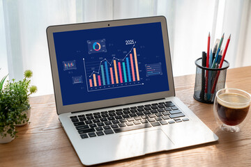 Business data dashboard provide business intelligence analytic for marketing strategy planning...
