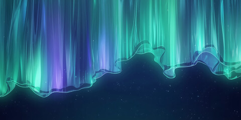 Abstract glowing ethereal curtains resembling aurora borealis at night sky