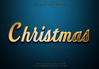 Shiny Golden Christmas Text Effect on Blue Background